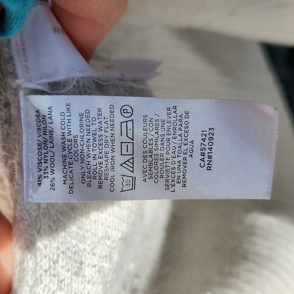 ANN TAYLOR LOFT Tiger Striped Sweater Gray Cream Ivory Animal Print WOOL Blend - Picture 3 of 6